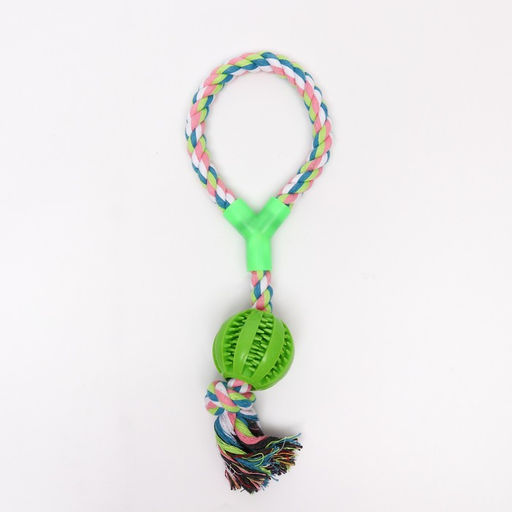 Игрушка канатная с ручкой и мячом, 38 см, до 160 г, зелёная - Пижон фото 2