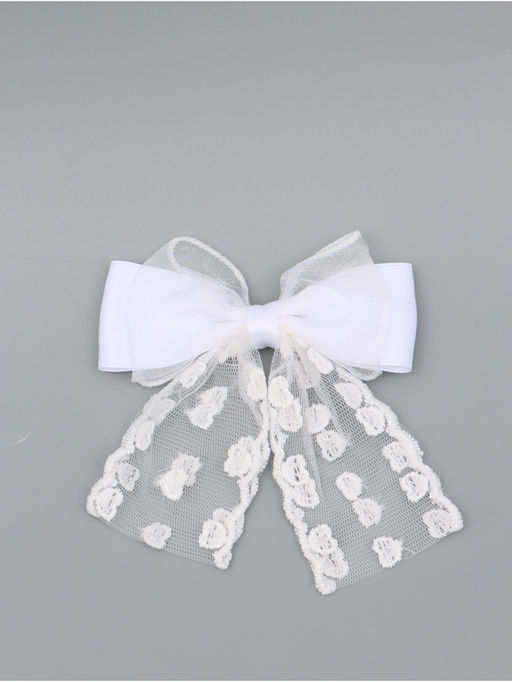 Бант для волос на заколке с лентами «Сердечки», белый, Принцессы