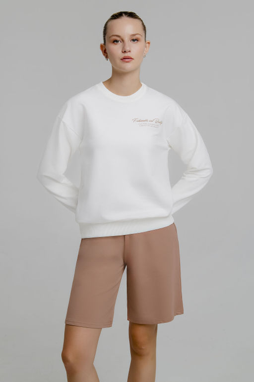 Арт. 5343 Костюм женский с шортами 42-50 (5 шт) Цвет:верх- белый, низ- кэмел - Калинка фото 2