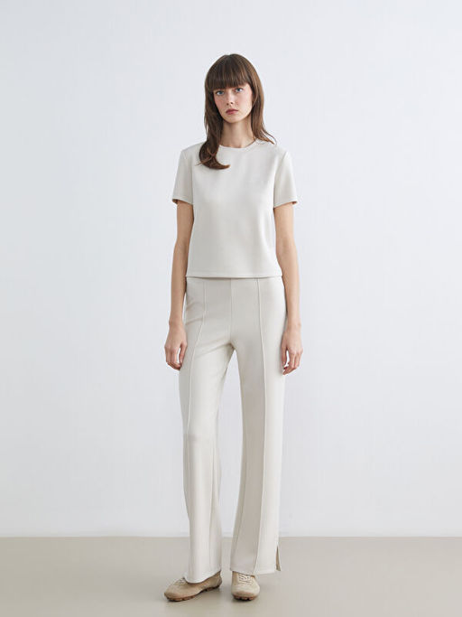 Bisiklet Yaka Nak??l? Soft Touch Kad?n Ti??rt