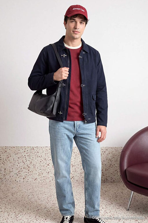 Lacivert _n_ Aksesuarl_ Cepli Erkek Denim Ceket TMNAW27CE00004 - Trendyolmilla фото 2