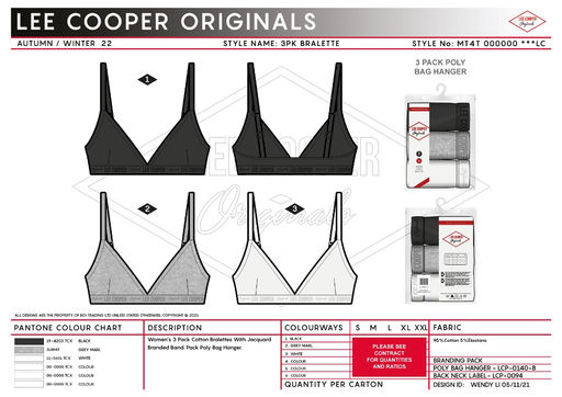 Топ бельевой (набор) 3PK BRALETTE BLK/WHT/GREY / Lee Cooper  фото 8