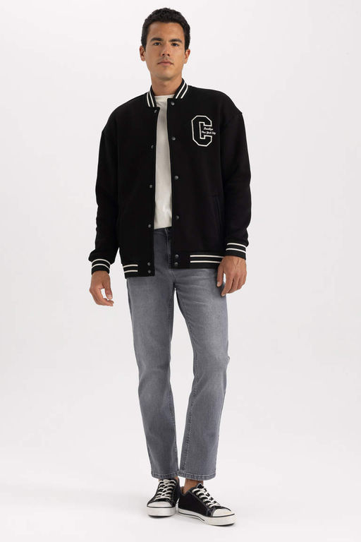 Кардиган оверсайз на мягкой подкладке с воротником-бомбером и принтом - Defacto фото 5