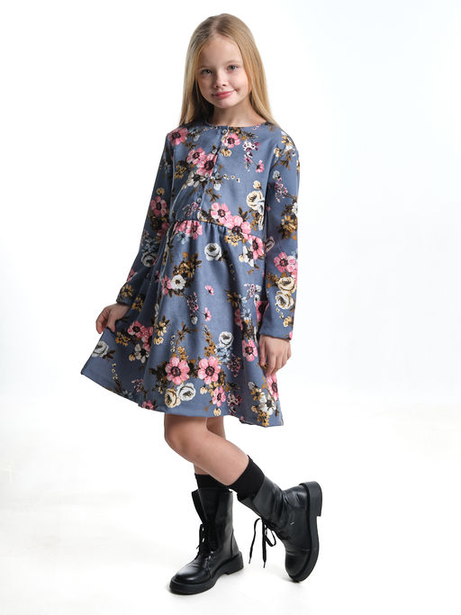 Платье для девочки вельветовое из набивного полотна UD 7844 синие мелкие цветы - Mini maxi фото 11