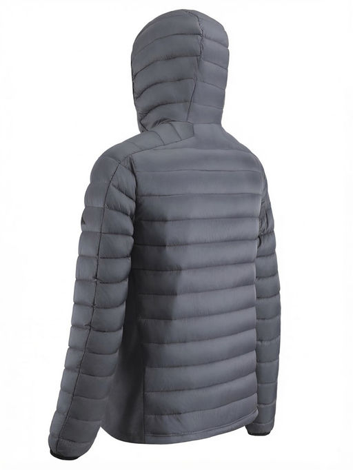 Куртка мужская гибридная стёганая с капюшоном с графеновой подкладкой темно-серого цвета 9621_1TC