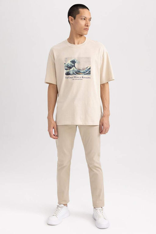 Футболка Art Hokusai Relax Fit с круглым вырезом, 100 % хлопок, с короткими рукавами - Defacto фото 5