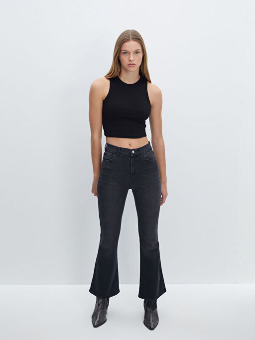 Bisiklet Yaka Dokulu Kad?n Crop