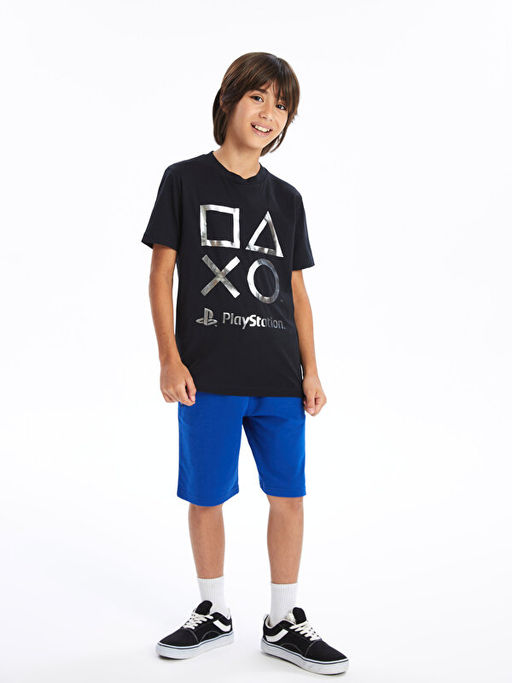 Bisiklet Yaka PlayStation Bask?l? Erkek ?ocuk Ti??rt