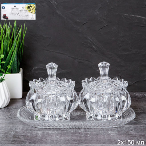 Сахарница 2 штуки 150 мл на подставке / FD-2 /уп 16/ - ГалеонТрейд фото 2