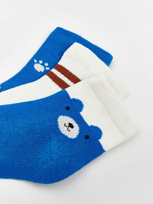 Bask?l? Erkek Bebek Soket ?orap 3l? - Waikiki фото 3