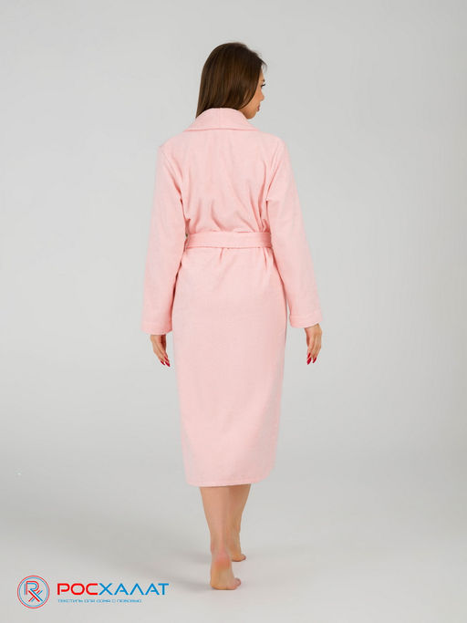 Женский махровый халат с шалькой розовый МЗ-02 (7)