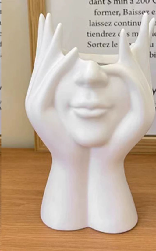 Статуэтка кашпо Лицо 17 см / TJ006 /уп 50/белая