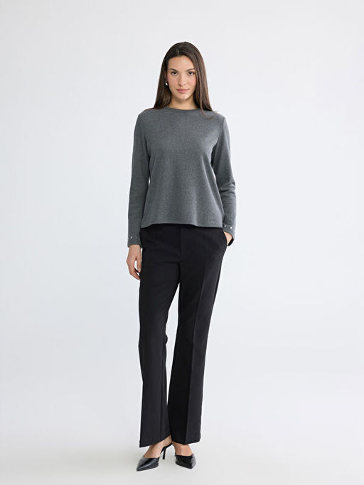 Bisiklet Yaka ?nci Detayl? Bluz