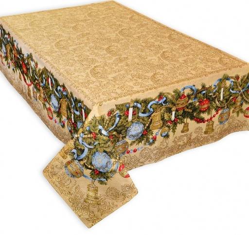 Новогодние шары - гобеленовая скатерть 140х140 см - Гобеленглавснаб фото 6