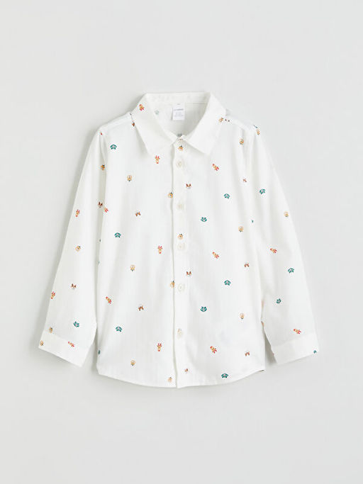 Regular Fit Bask?l? Erkek ?ocuk G?mlek