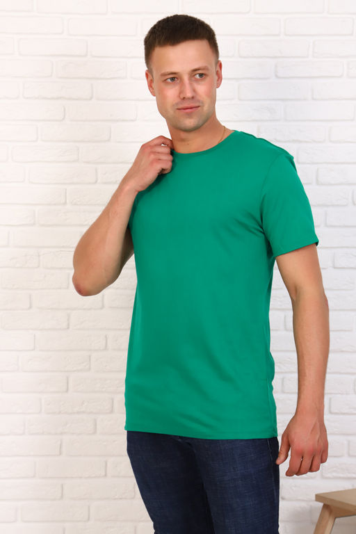 Футболка трикотажная однотонная мужская, цвет Зеленый