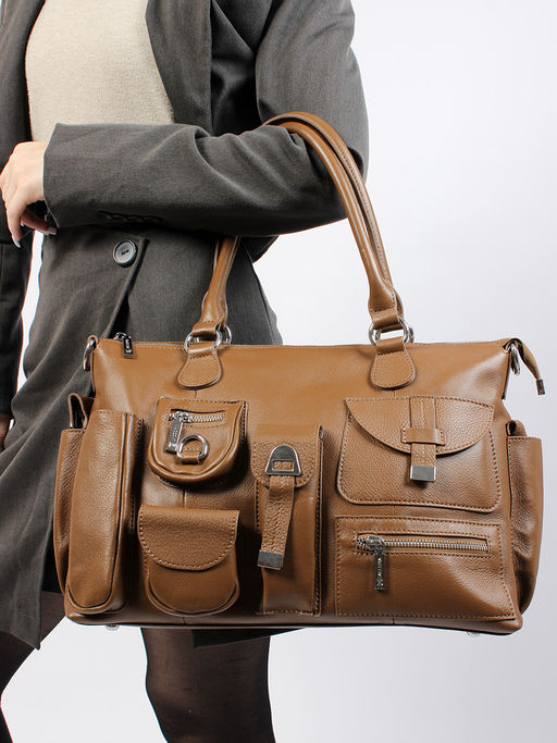 LACCOMA сумка Y2431-рыжий натуральная кожа полиэстер