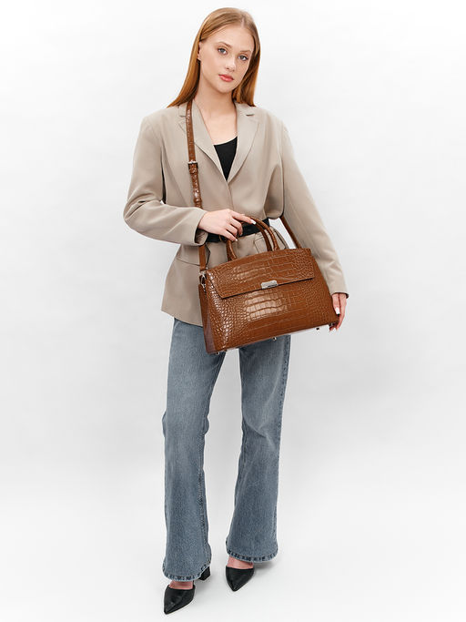 LACCOMA сумка НИ8099-рыжий натуральная кожа хлопок  фото 2