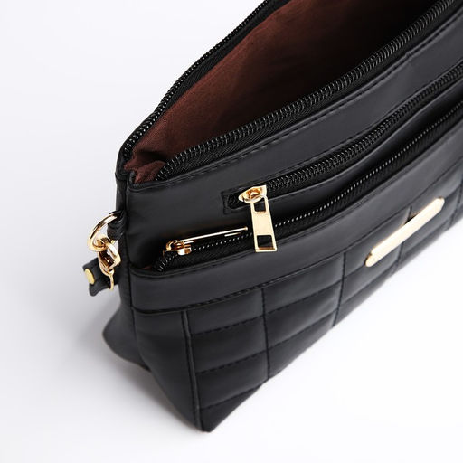 Сумка женская кросс-боди на молнии, 24×6×17 см, чёрная