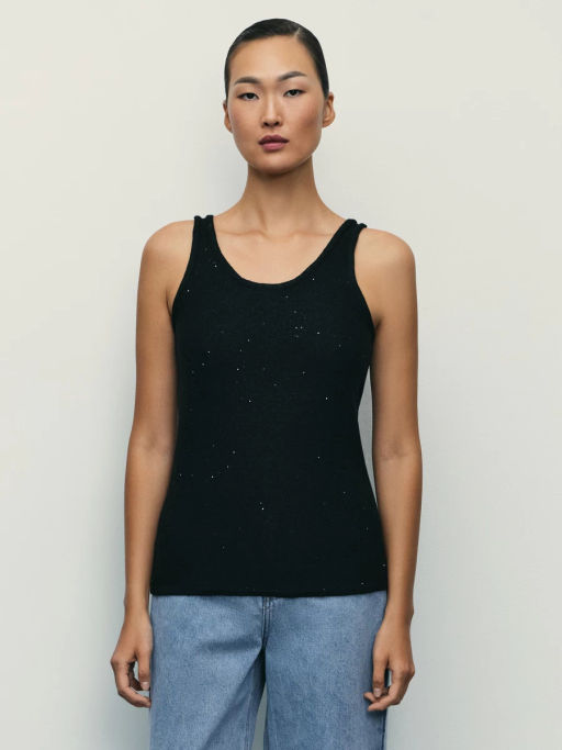 Вязаный топ из хлопка с пайетками / Zarina  фото 10