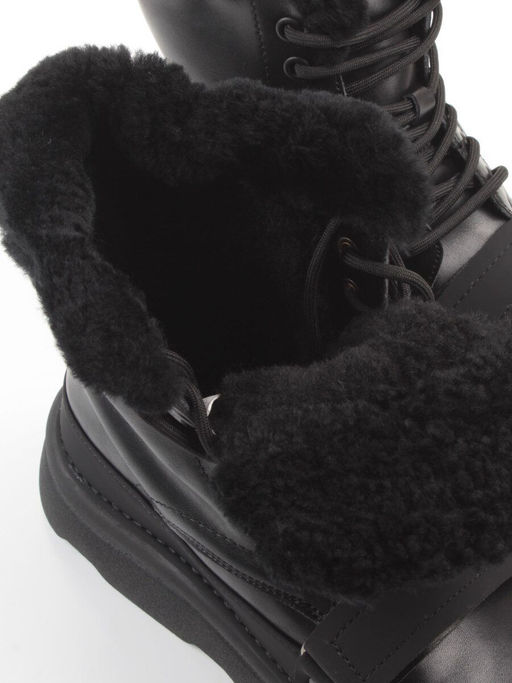 04-PAJ76-1Z BLACK Ботинки зимние женские (натуральная кожа, натуральный мех, 100% шерсть)