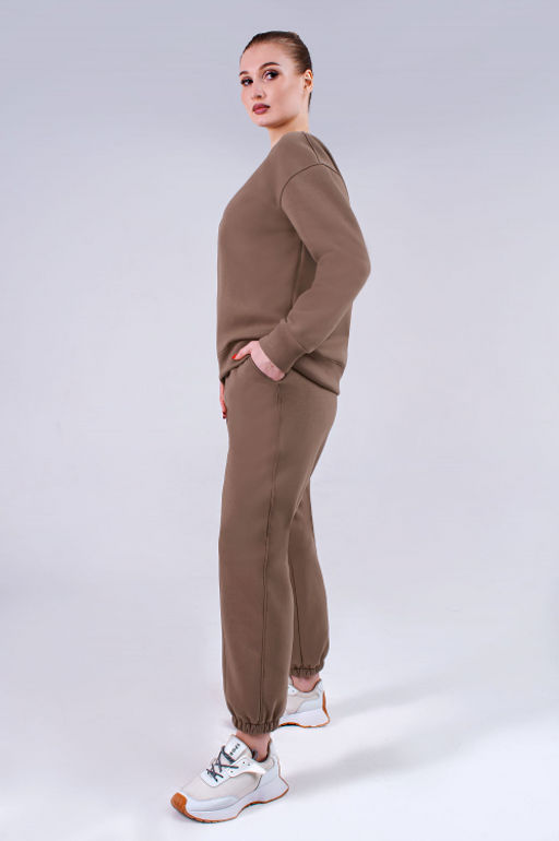 Арт. 2911 Костюм с начесом женский 44-52 (5 шт) Цвет:верх- бежевый, низ- бежевый - Калинка фото 3