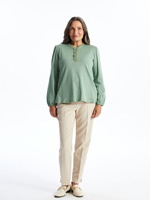 Bisiklet Yaka Nak??l? Kad?n Bluz