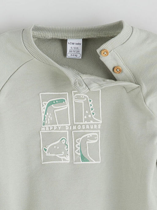 Bask?l? Erkek Bebek Sweatshirt ve Pantolon 2li