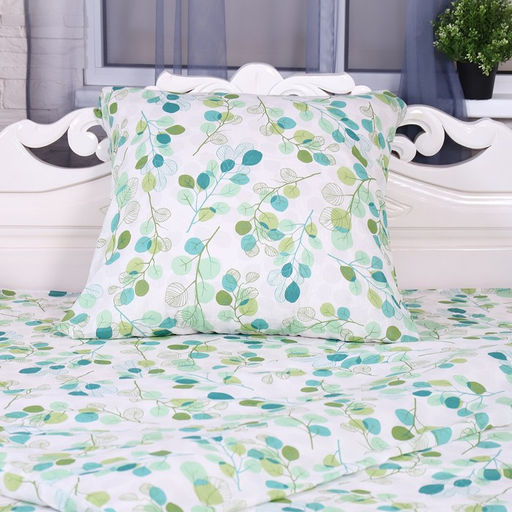 Постельное бельё 1,5 сп Эвкалипт, зелёный, 150х210 см, 150х210 см, 70х70 см, бязь, 105 г/м, 100% хлопок - Атра фото 2