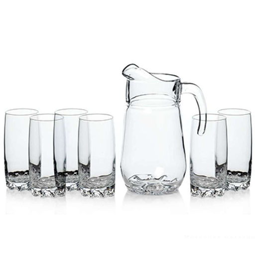 "Сильвана (Dance)" Набор для воды стеклянный 7 предметов: кувшин 1,35л, д9см, h24см, стаканов 387мл, д6см, h14см - 6шт, цветная коробка, Pasabahce (Россия)