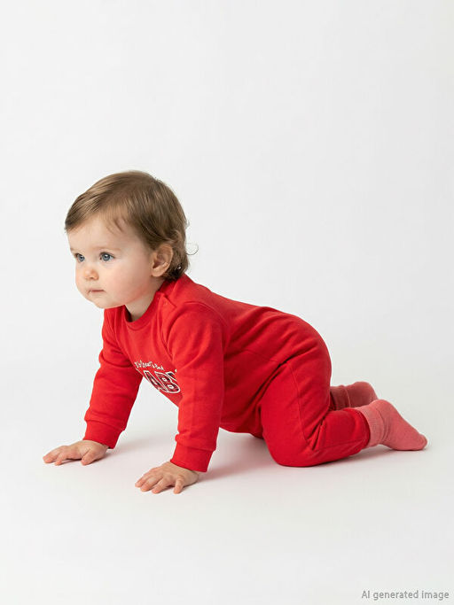 Bask?l? Erkek Bebek Tulum