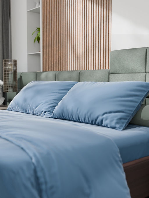 Постельное бельё евро «Этель», тенсель, серо-голубое