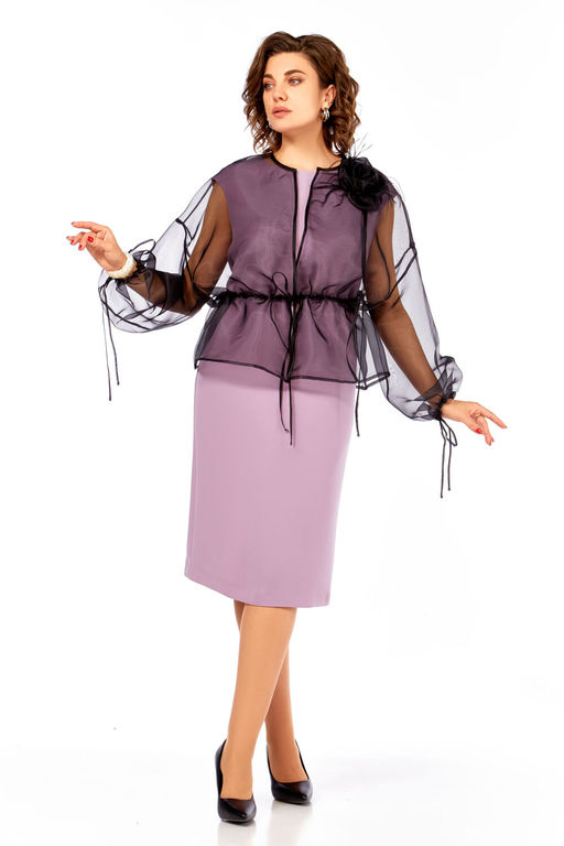 Костюм Olga Style С973 пудрово-розовый-черный