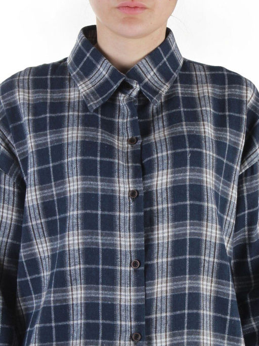 C01 BLUE/BEIGE Рубашка женская оверсайз (95% хлопок, 5% спандекс)