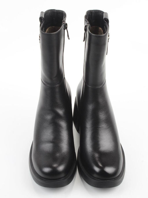 01-M43-5 BLACK Ботинки демисезонные женские (натуральная кожа, байка)