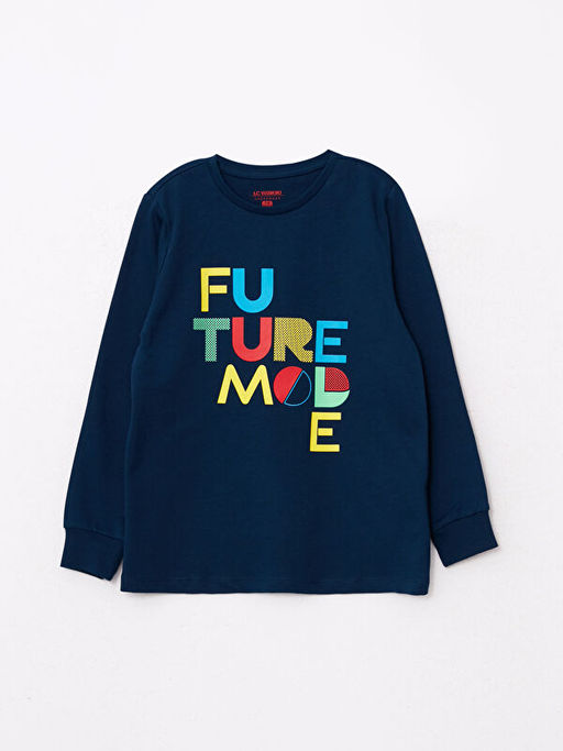 Bisiklet Yaka Bask?l? Uzun Kollu Erkek ?ocuk Pijama Tak?m? - Waikiki фото 2