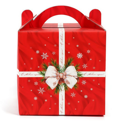 Цена за 5 шт. Коробка кондитерская с окном, сундук, «С Новым годом!», 20×20×20 см,