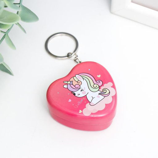 Цена за 12 шт. Мини-шкатулка брелок на кольце «Сердце. Малыш единорожка», металл, 2.2×4.8×4.8 см, МИКС