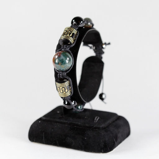 Браслет шамбала из гелиотропа , агата черного и гематита 17-19 см - Сувенир-камни фото 2