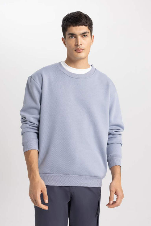 Базовый свитшот Oversize с круглым вырезом - Defacto фото 4