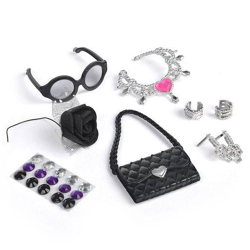 Модная кукла Glam Divas Вэнди с аксессуарами, черное платье 25 см.