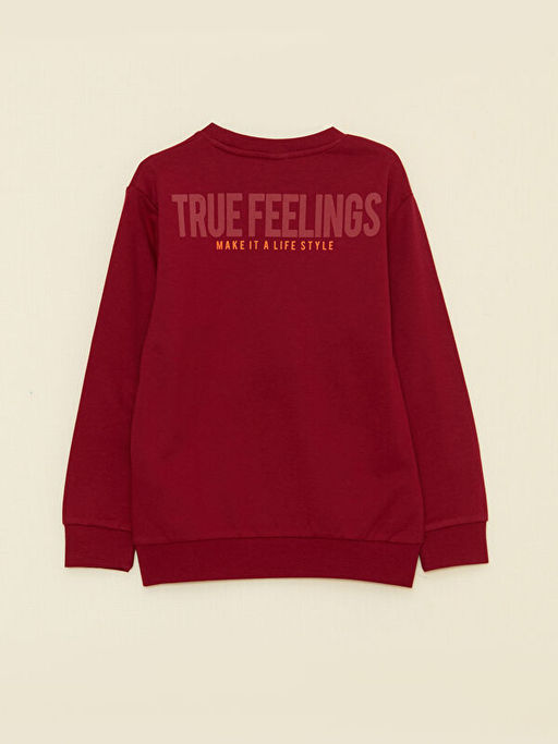 Bisiklet Yaka Bask?l? Uzun Kollu Erkek ?ocuk Sweatshirt - Waikiki фото 2