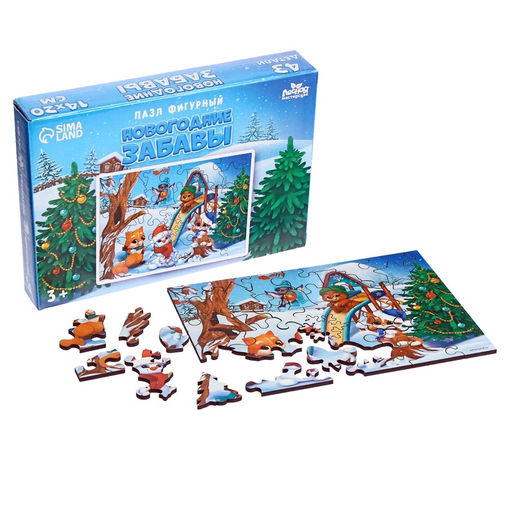 Пазл фигурный Новогодние забавы - Лесная мастерская фото 14