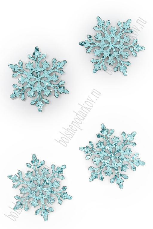 Лазерная вырубка из кожзама "Снежинка" 4,5*5 см (10 шт) голубой, несклеенная №1