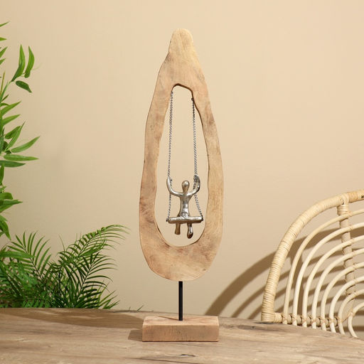 Сувенир «Качель», 18.5×9×62 см, алюминий, манговое дерево