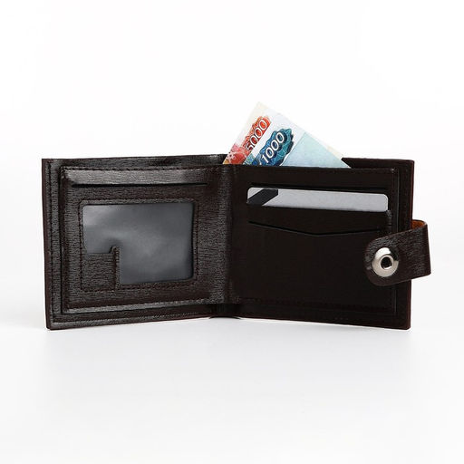 Портмоне мужское на магните, отдел для купюр, для карт, для монет, цвет коричневый - Simaland фото 2