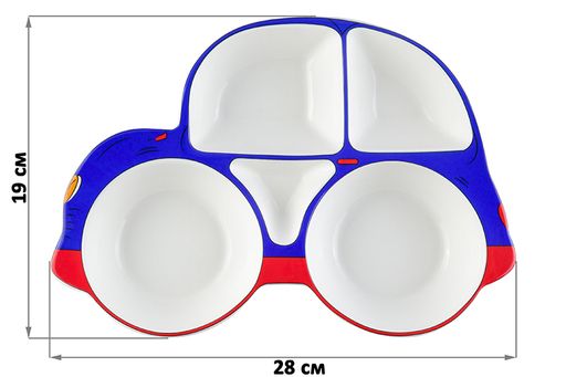 Тарелка сервировочная 28*19*3,6 см Машина 5 секций сине-красная - Elan gallery фото 2