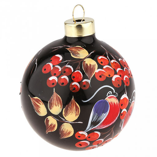Елочная игрушка шар стеклянная д8см, черный, ручная художественная роспись, подарочная упаковка (Россия) - Домашняя мода фото 3