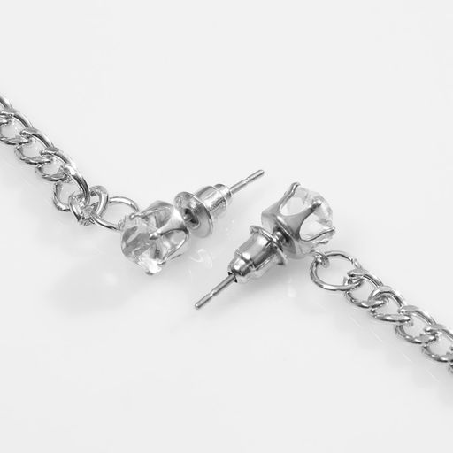 Серьги металл Сердца на цепочке, цвет белый в серебре