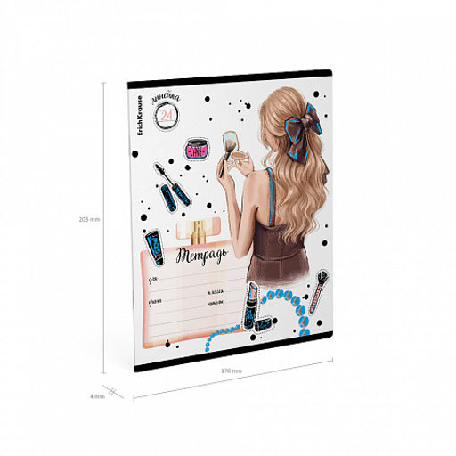 Цена за 10 шт. Тетрадь школьная ученическая ErichKrause Fashion Girl, 24 листа, линейка, выборочный УФ-лак с глиттером (в плёнке по 10 шт.)_MIX-PACK фото 10